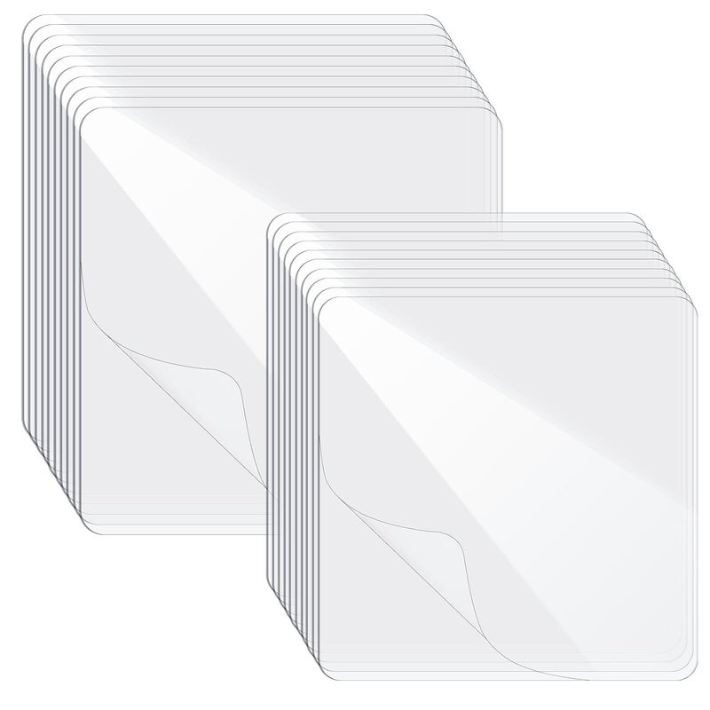 Alrhso Shower Adhesive Strips, 20Pcs Clear Double Sided Adhesive Pads for Mounting, Waterproof Double Sided Sticker, Heavy Duty Square Washable Sticky Patch for DIY Craft Office Home(2.4 Inch & 2Inch) - Image 1
